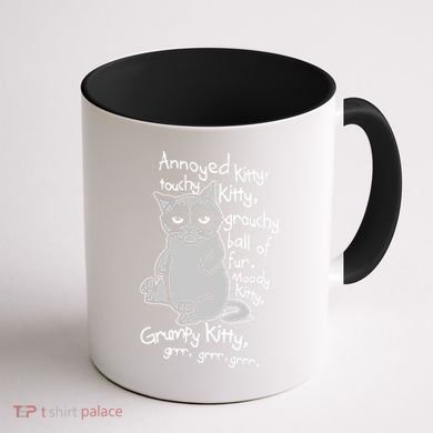 Annoyed Litty Touchy Kitty Grouchy Ball Of Fur Moody Kitty Grumpy Kitty Cat Coffee Mug back