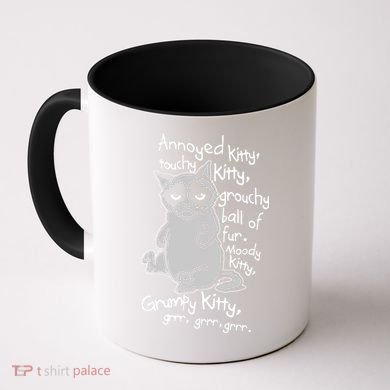 Annoyed Litty Touchy Kitty Grouchy Ball Of Fur Moody Kitty Grumpy Kitty Cat Coffee Mug