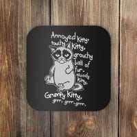 Annoyed Litty Touchy Kitty Grouchy Ball Of Fur Moody Kitty Grumpy Kitty Cat Coaster thumb 0
