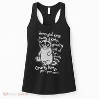 Annoyed Litty Touchy Kitty Grouchy Ball Of Fur Moody Kitty Grumpy Kitty Cat Women's Tank Top thumb 0