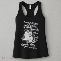 Annoyed Litty Touchy Kitty Grouchy Ball Of Fur Moody Kitty Grumpy Kitty Cat Women's Tank Top thumb 3