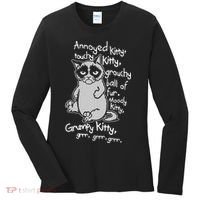 Annoyed Litty Touchy Kitty Grouchy Ball Of Fur Moody Kitty Grumpy Kitty Cat Women's Long Sleeve Shirt thumb 0