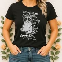 Annoyed Litty Touchy Kitty Grouchy Ball Of Fur Moody Kitty Grumpy Kitty Cat Women's T-Shirt thumb 2