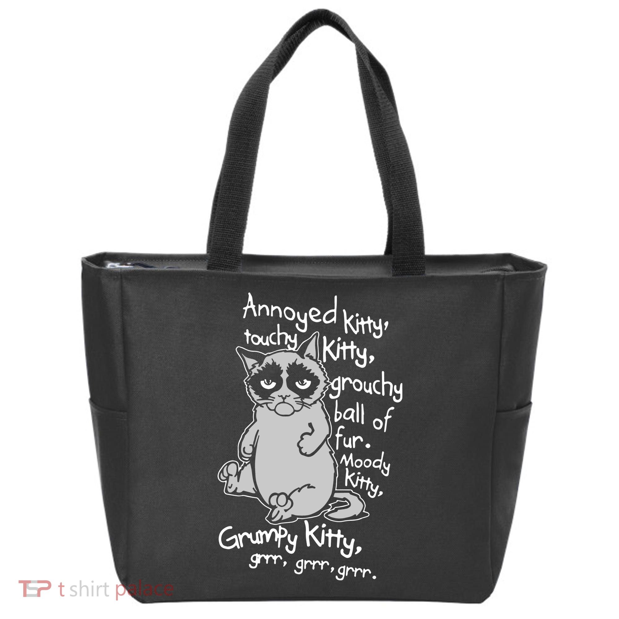 Annoyed Litty Touchy Kitty Grouchy Ball Of Fur Moody Kitty Grumpy Kitty Cat Tote Bag