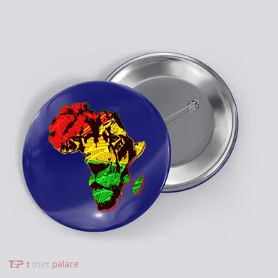 African Lion Traditional Pattern Colors Button