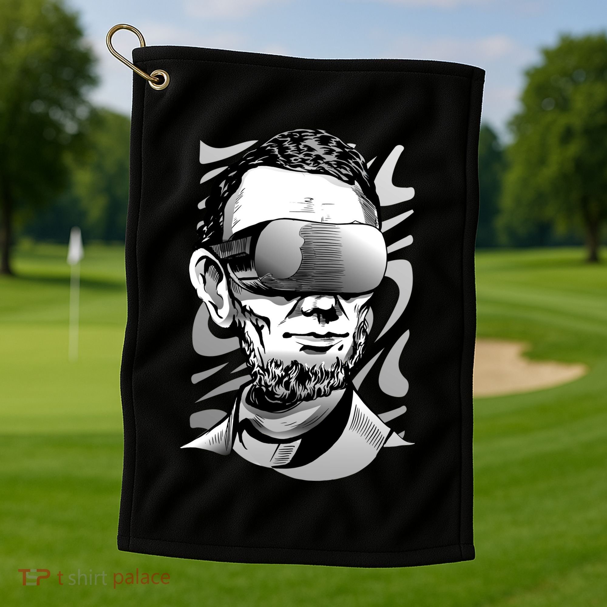 Abraham Lincoln Virtual Reality Glasses Golf Towel
