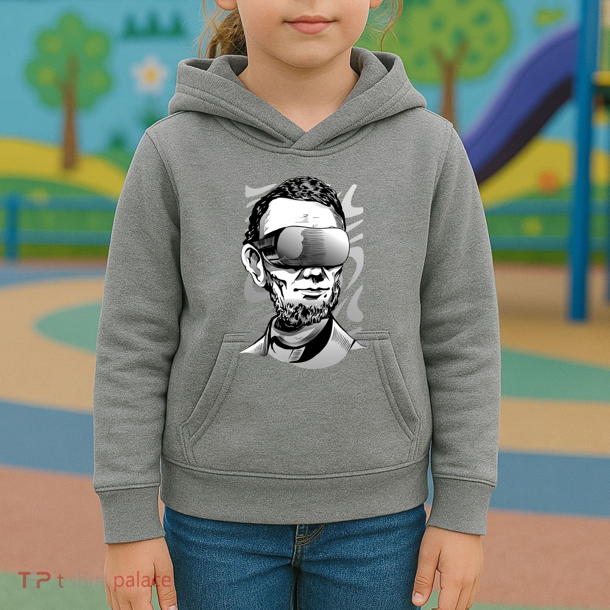 Abraham Lincoln Virtual Reality Glasses Kids Hoodie
