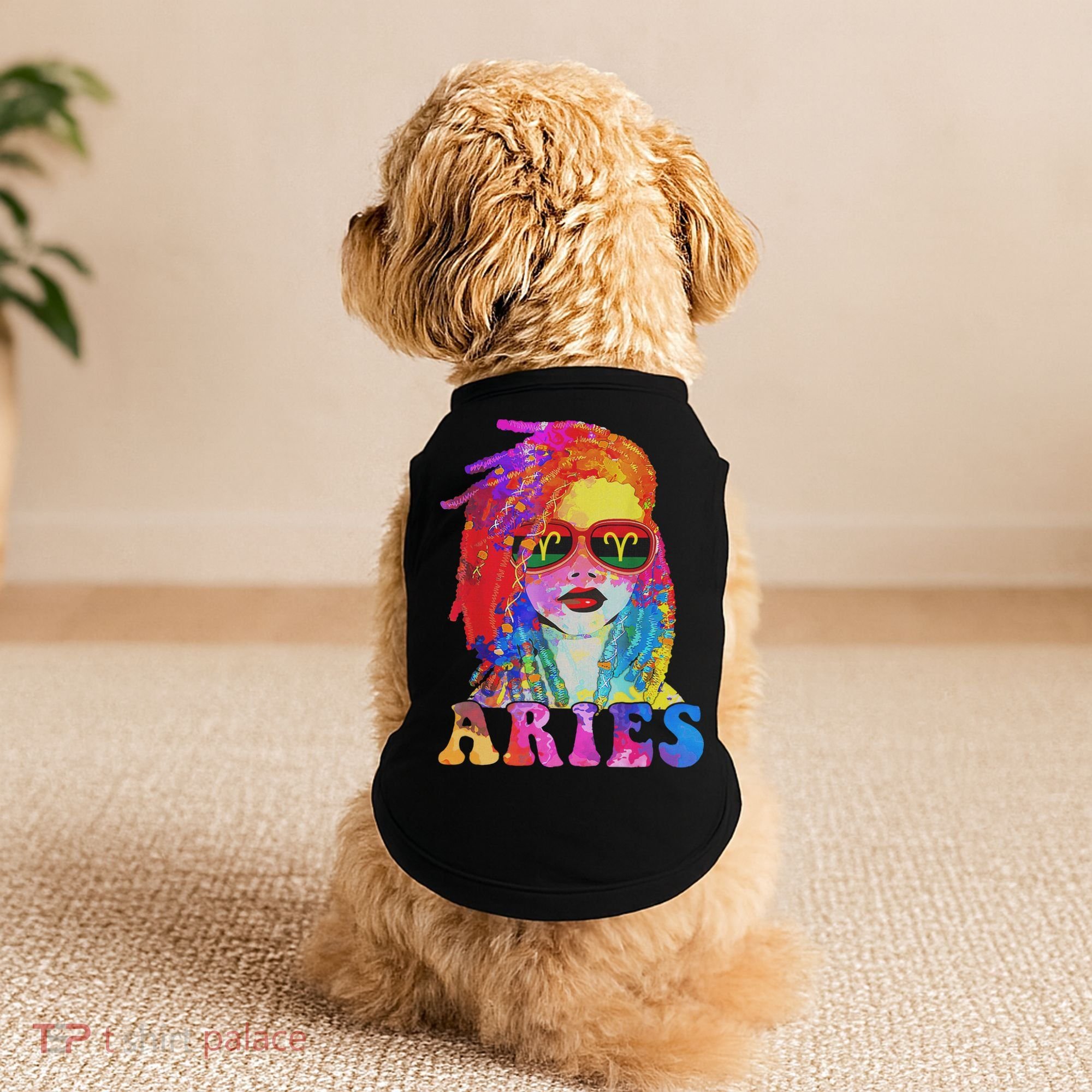 Aries Loc'd Woman Black Queen Art Zodiac Birthday Doggie Tank