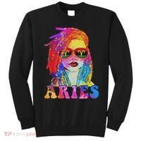 Aries Loc'd Woman Black Queen Art Zodiac Birthday Sweatshirt thumb 0