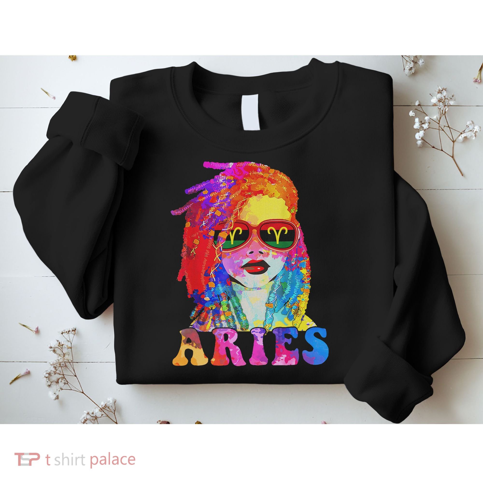Aries Loc'd Woman Black Queen Art Zodiac Birthday Sweatshirt
