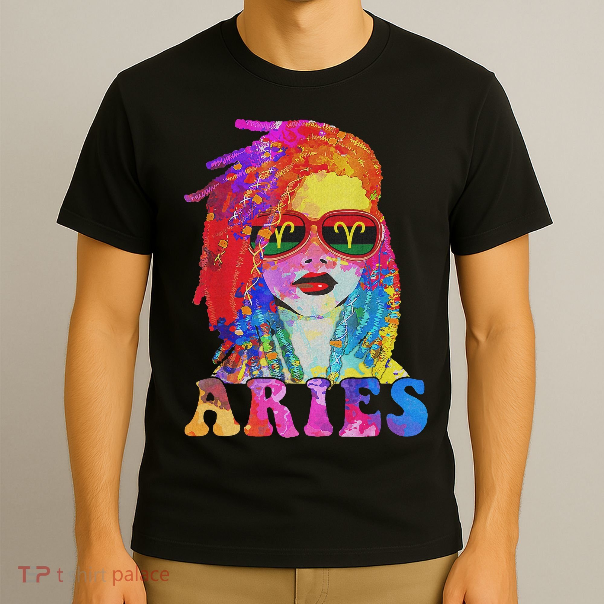 Aries Loc'd Woman Black Queen Art Zodiac Birthday T-Shirt