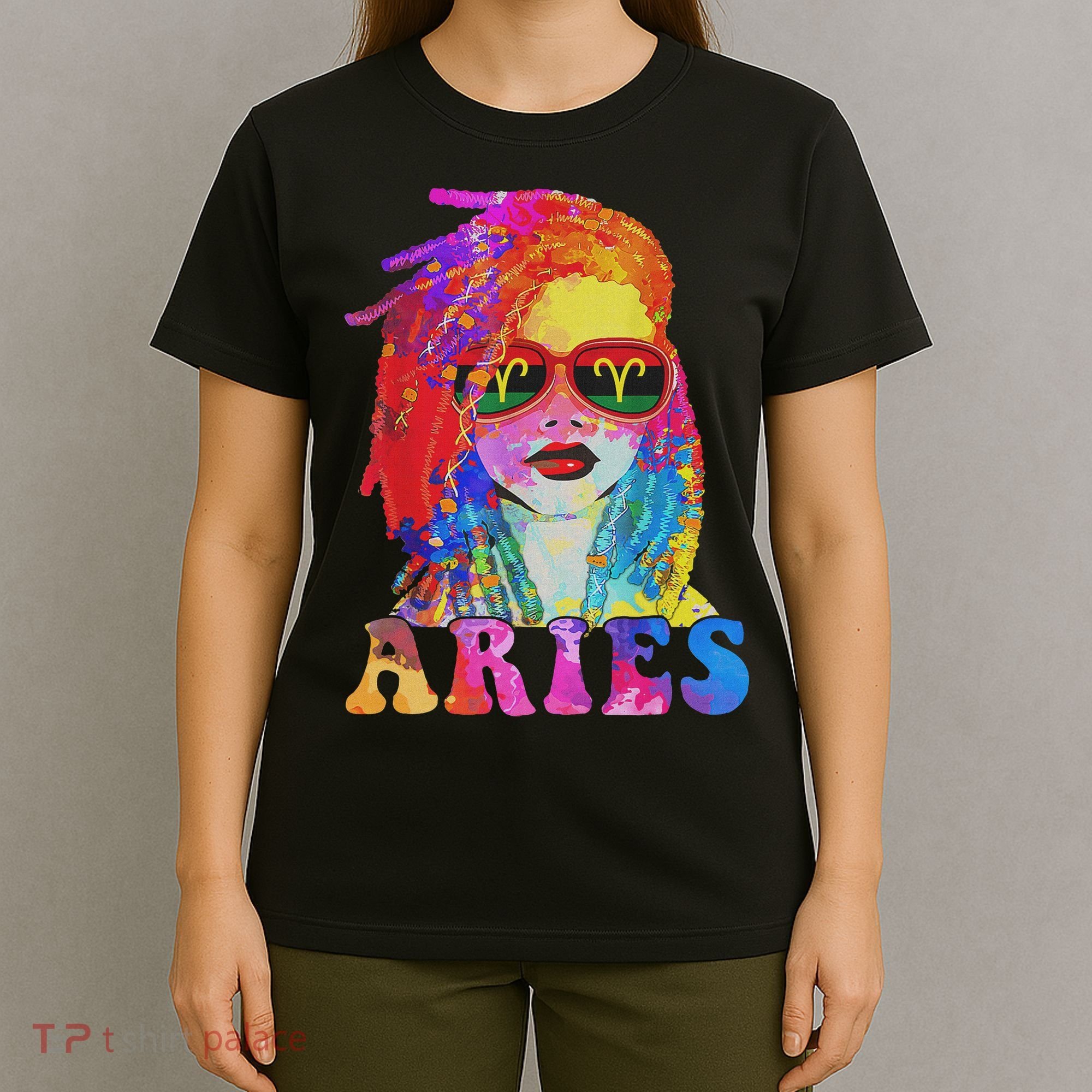 Aries Loc'd Woman Black Queen Art Zodiac Birthday T-Shirt