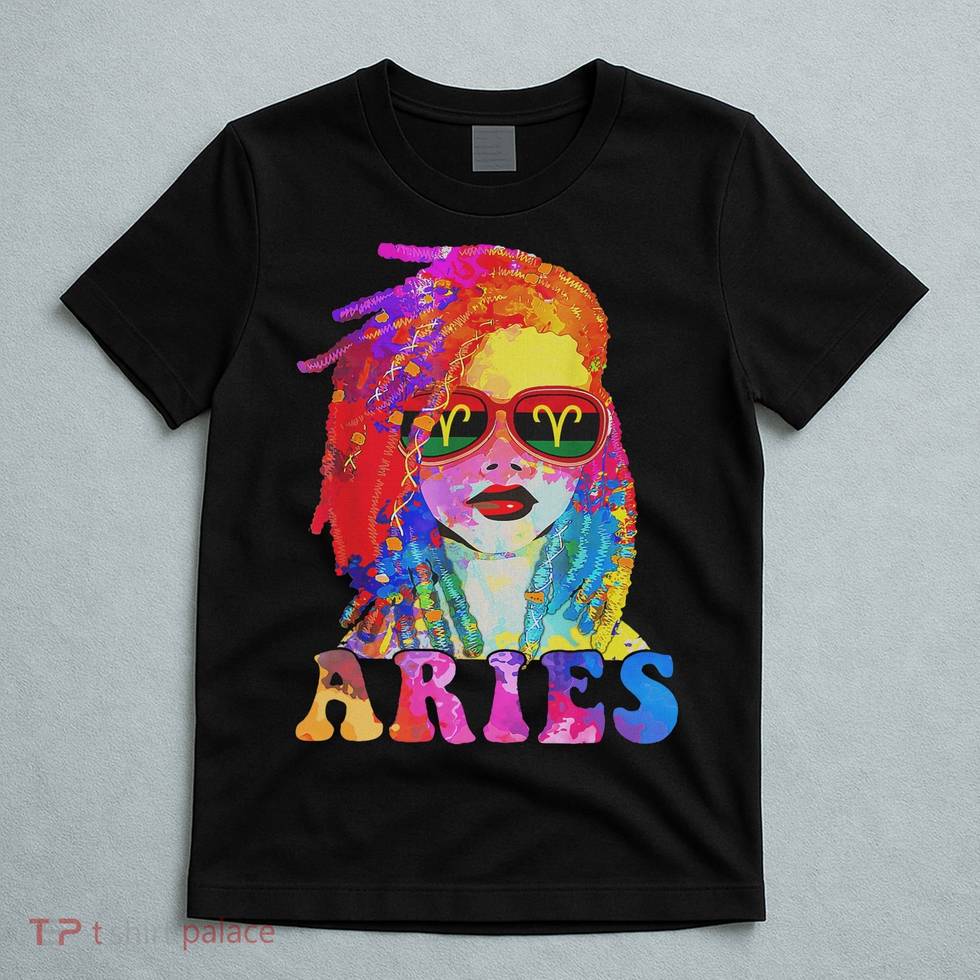 Aries Loc'd Woman Black Queen Art Zodiac Birthday T-Shirt