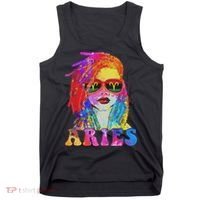 Aries Loc'd Woman Black Queen Art Zodiac Birthday Tank Top thumb 0
