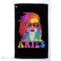 Aries Loc'd Woman Black Queen Art Zodiac Birthday Golf Towel thumb 0