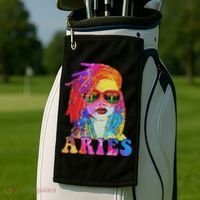 Aries Loc'd Woman Black Queen Art Zodiac Birthday Golf Towel thumb 2