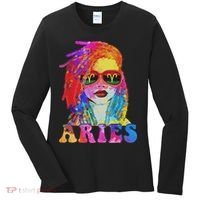 Aries Loc'd Woman Black Queen Art Zodiac Birthday Women's Long Sleeve Shirt thumb 0