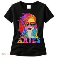 Aries Loc'd Woman Black Queen Art Zodiac Birthday Women's T-Shirt thumb 0
