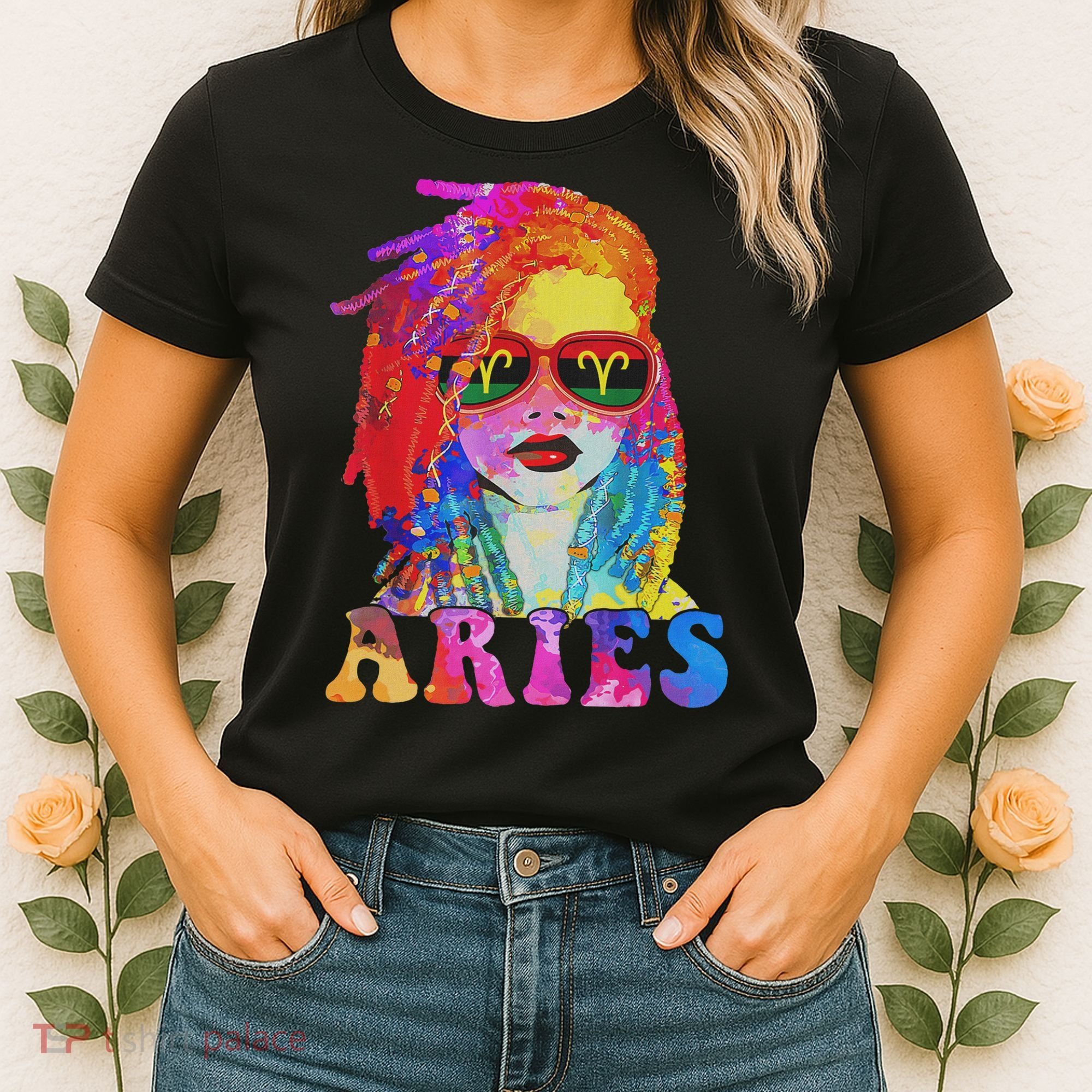 Aries Loc'd Woman Black Queen Art Zodiac Birthday Women's T-Shirt