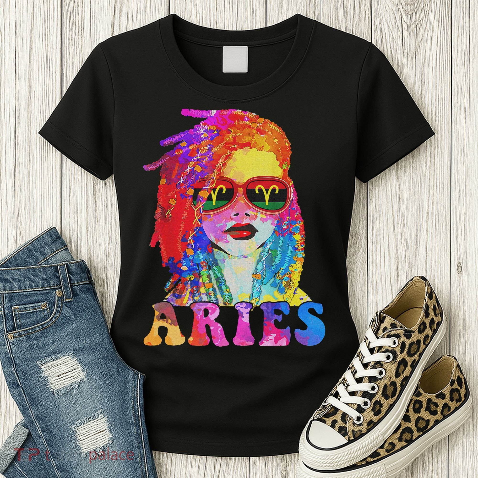 Aries Loc'd Woman Black Queen Art Zodiac Birthday Women's T-Shirt