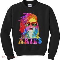 Aries Loc'd Woman Black Queen Art Zodiac Birthday Kids Sweatshirt thumb 0