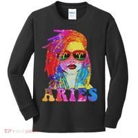 Aries Loc'd Woman Black Queen Art Zodiac Birthday Kids Long Sleeve Shirt thumb 0