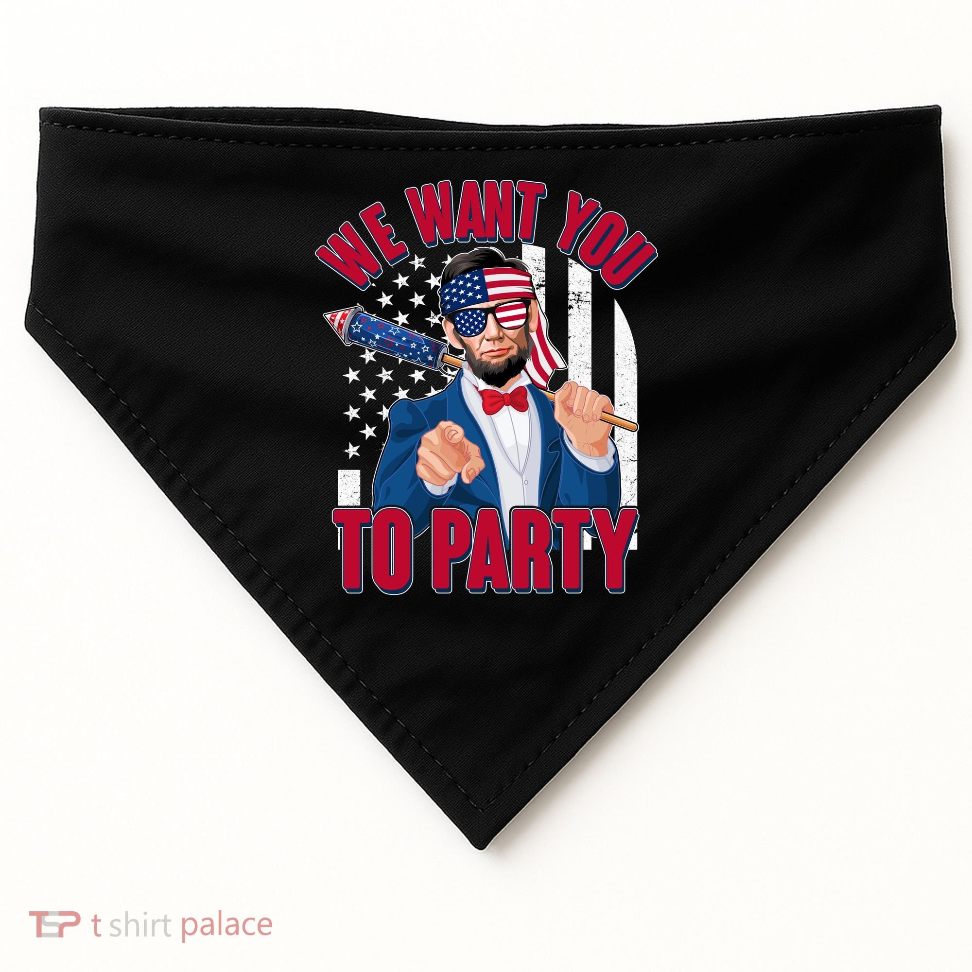 Abraham Lincoln We Want You To Party USA-Made Doggie Bandana