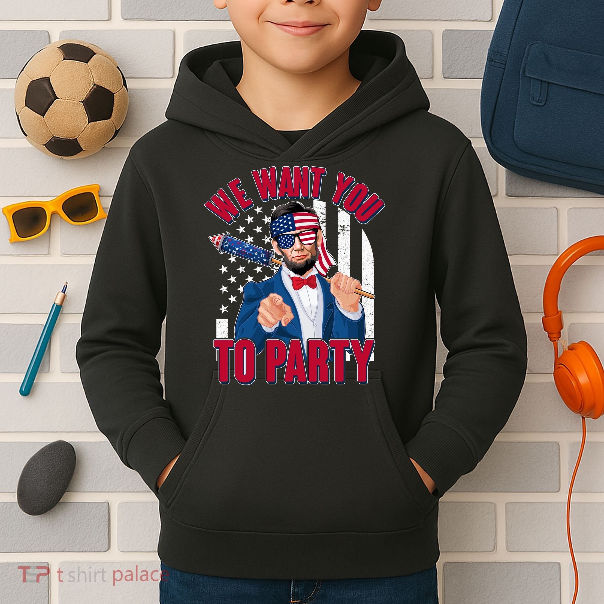 Abraham Lincoln We Want You To Party Kids Hoodie
