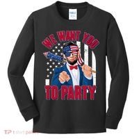 Abraham Lincoln We Want You To Party Kids Long Sleeve Shirt thumb 0