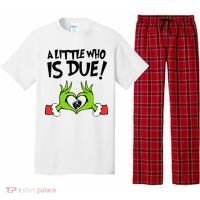 A Little Who Is Due Christmas Pregnancy Pajama Set thumb 0