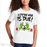 A Little Who Is Due Christmas Pregnancy Kids T-Shirt thumb 2