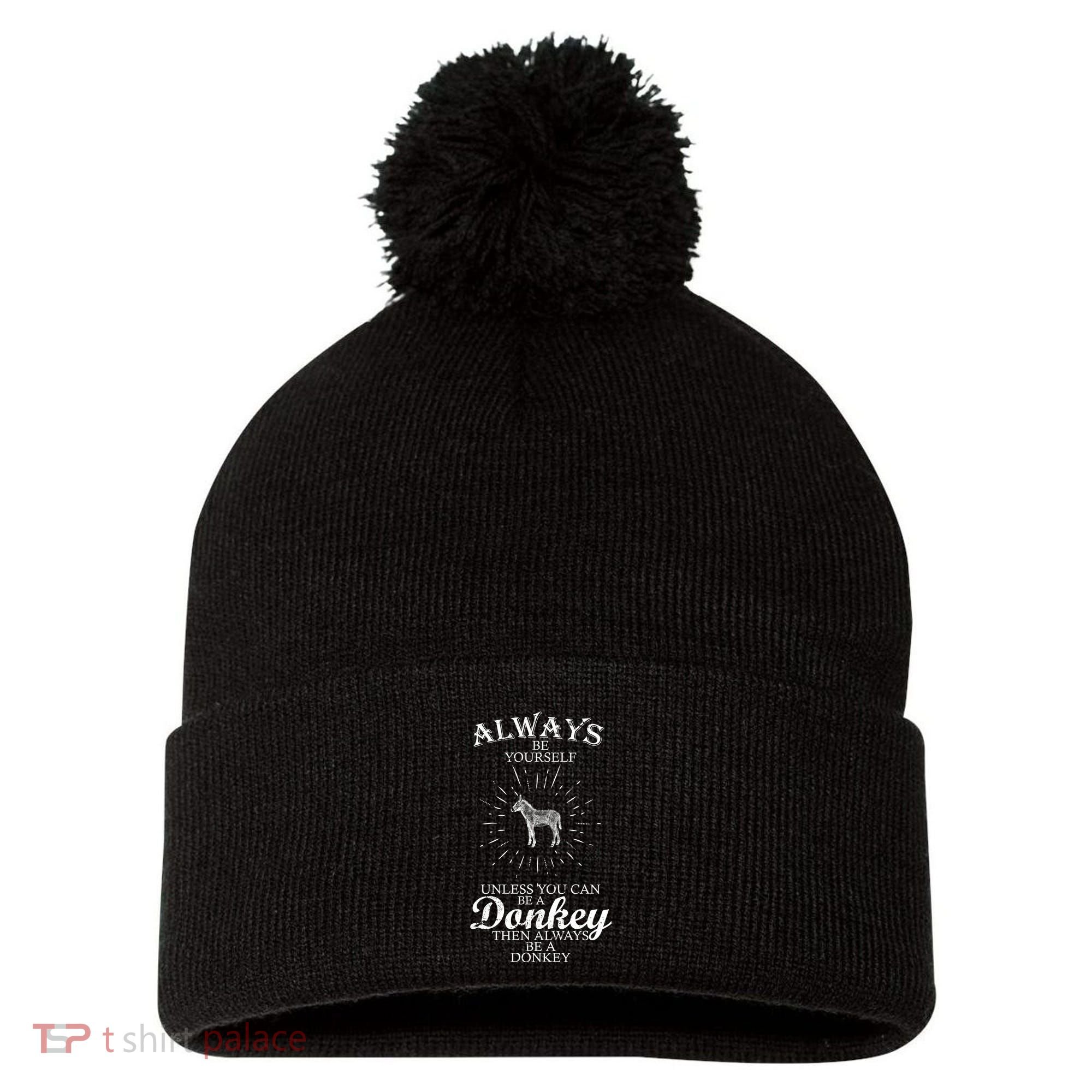 Always Be A Donkey Pom Pom 12in Knit Beanie