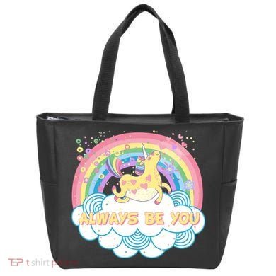 Always Be You Unicorn Rainbow Tote Bag