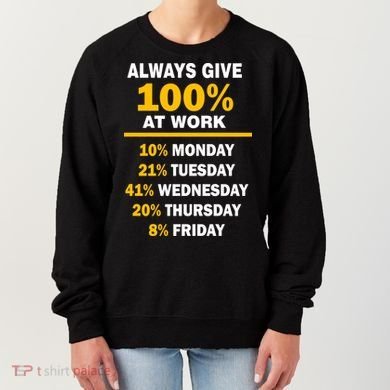 Always Give A 100% At Work Funny Women's Sweatshirt