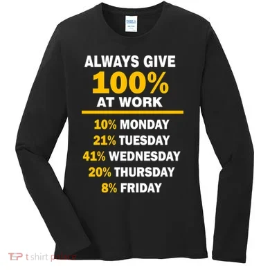 Always Give A 100% At Work Funny Women's Long Sleeve Shirt