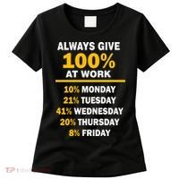 Always Give A 100% At Work Funny Women's T-Shirt thumb 0