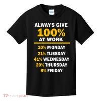 Always Give A 100% At Work Funny Kids T-Shirt thumb 0