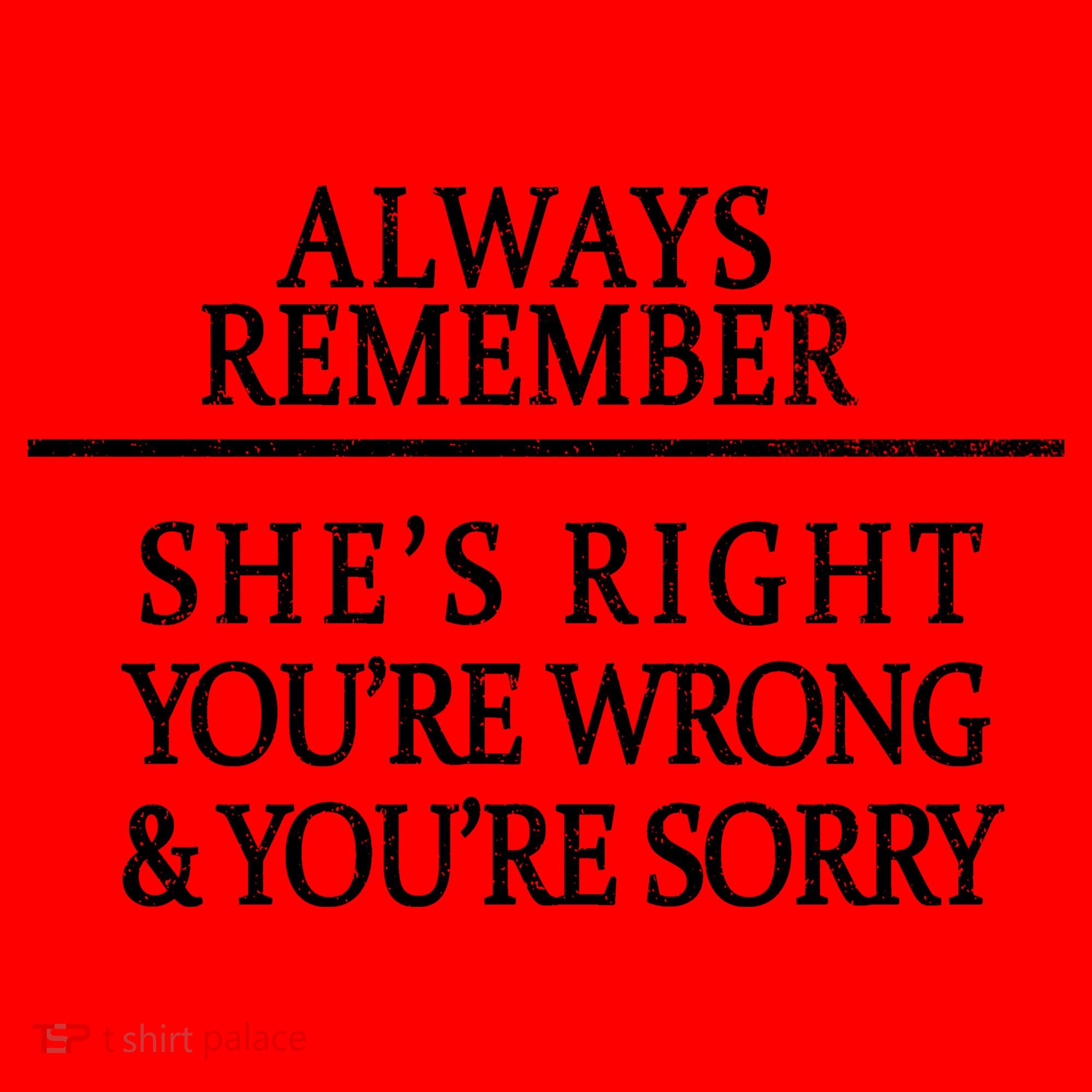 Always Remember She's Rights Your Wrong And Sorry  Santa Hat