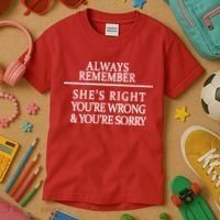 Always Remember She's Rights Your Wrong And Sorry  Kids T-Shirt thumb 3