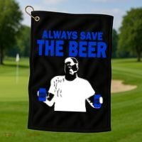 Always Save The Beers Funny Golf Towel thumb 1