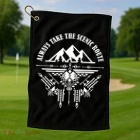 Always Take The Scenic Route Golf Towel thumb 1