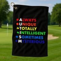 Always Unique Totally Intelligent Sometime Mysterious Golf Towel thumb 1