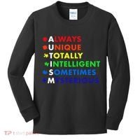 Always Unique Totally Intelligent Sometime Mysterious Kids Long Sleeve Shirt thumb 0