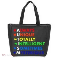 Always Unique Totally Intelligent Sometime Mysterious Tote Bag thumb 0