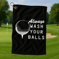 Always Wash Your Balls Funny Golfing Golf Towel thumb 1