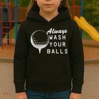 Always Wash Your Balls Funny Golfing Kids Hoodie thumb 3