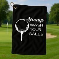 Always Wash YUour Ball Funny Golfing Golf Towel thumb 1