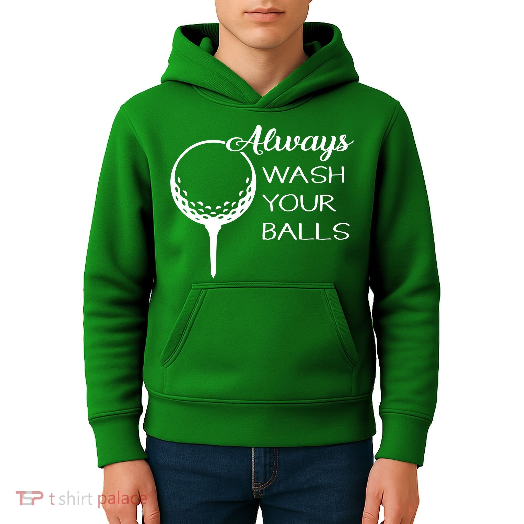 Always Wash YUour Ball Funny Golfing Kids Hoodie