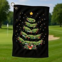 Alligator Lover Xmas Gift Alligator Christmas Tree Gift Golf Towel thumb 1