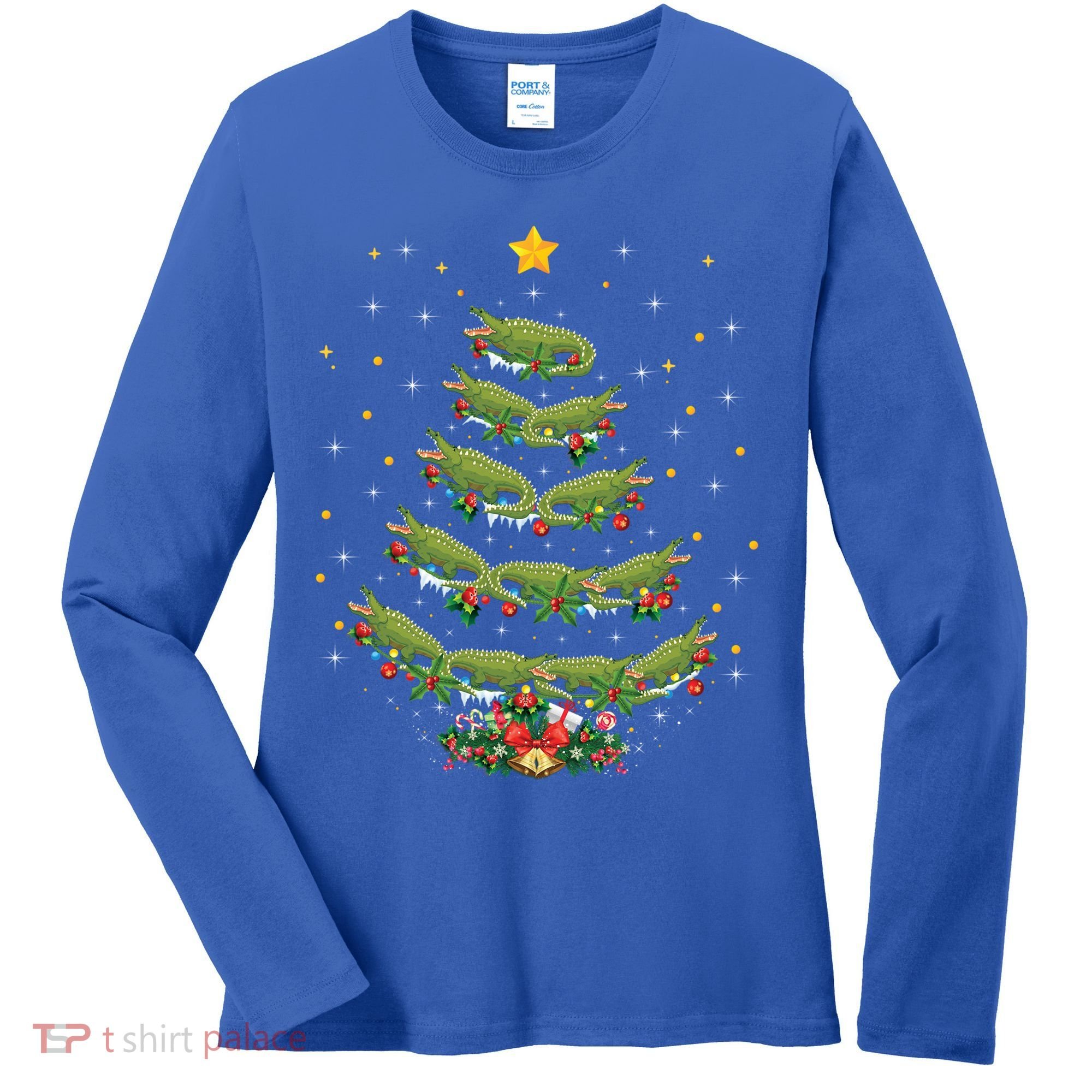 Alligator Lover Xmas Gift Alligator Christmas Tree Gift Women's Long Sleeve Shirt